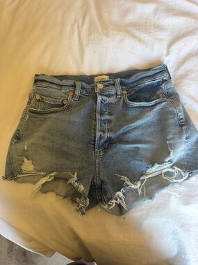 Citizens of Humanity Frayed Light Blue Distressed Denim Shorts